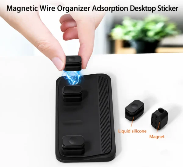 magnetic cable organizer for desk black color
