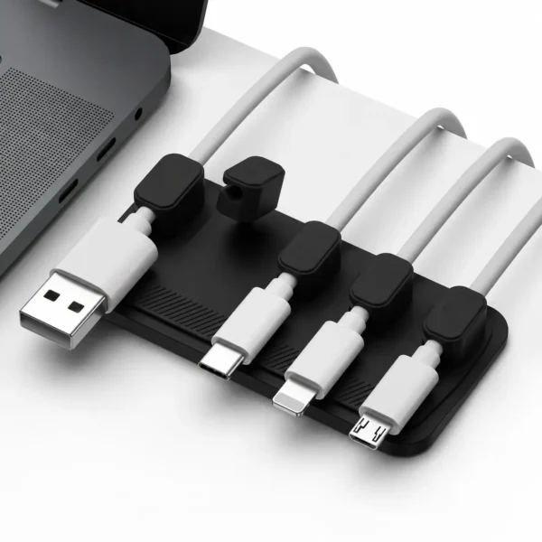 black cable management holder for clean desk