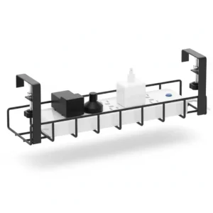 Black under desk cable holder for workspace organization