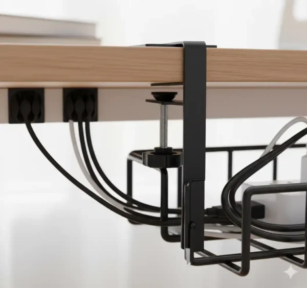 Gaming desk cable organizer for neat wire management