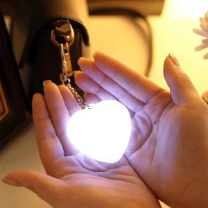 mini heart led light keychain accessory